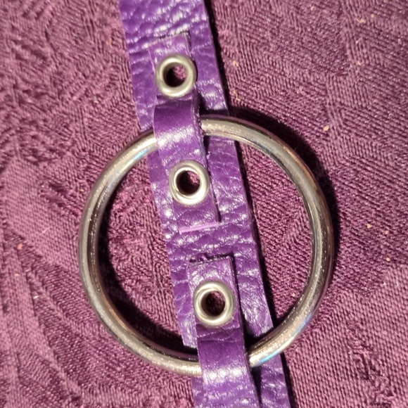NEW! Handmade Genuine Leather Karma Circle Bracelet Purple Silver Gunmetal 6" - Picture 6 of 8